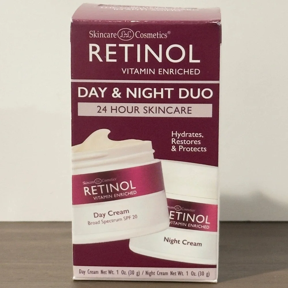 LdeL Cosmetics Retinol Day Night Cream Duo SPF 20 Vitamin Enriched 1oz Each NEW